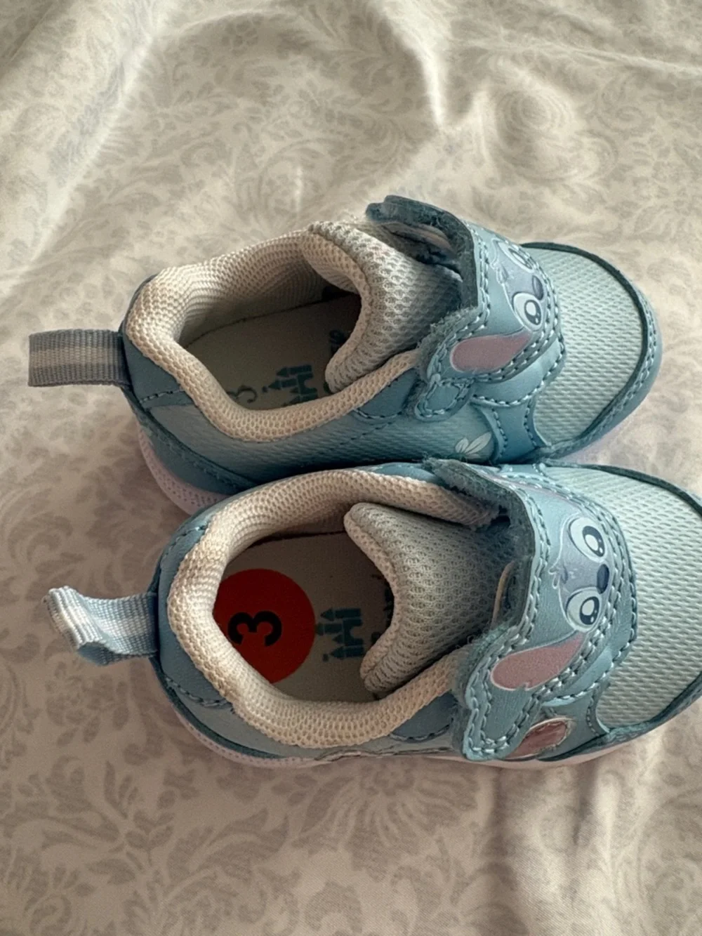 Stitch Disney Light Blue Sneakers with Hook-and-Loop Strap